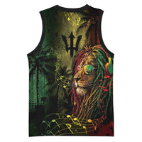 One Love Barbados Basketball Jersey Rastafarian Lion Reggae Grunge Style