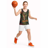 One Love Barbados Basketball Jersey Rastafarian Lion Reggae Grunge Style