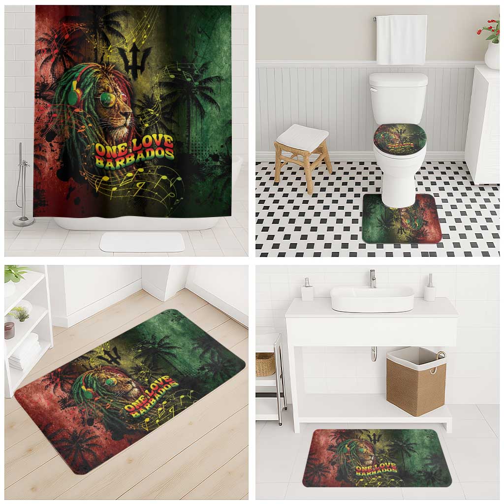 One Love Barbados Bathroom Set Rastafarian Lion Reggae Grunge Style