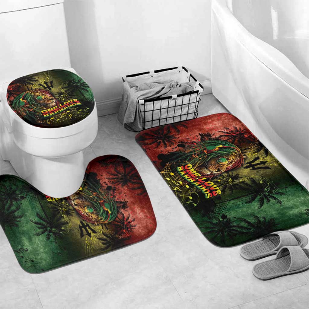 One Love Barbados Bathroom Set Rastafarian Lion Reggae Grunge Style