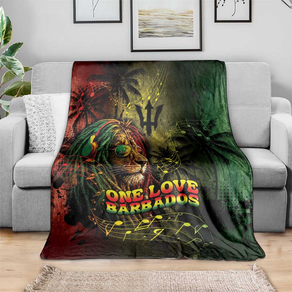 One Love Barbados Blanket Rastafarian Lion Reggae Grunge Style