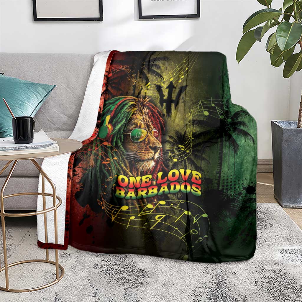 One Love Barbados Blanket Rastafarian Lion Reggae Grunge Style