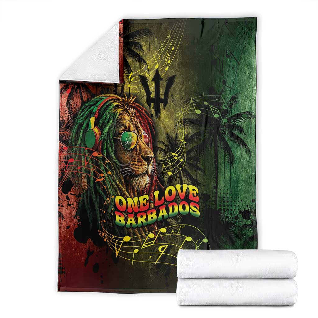 One Love Barbados Blanket Rastafarian Lion Reggae Grunge Style