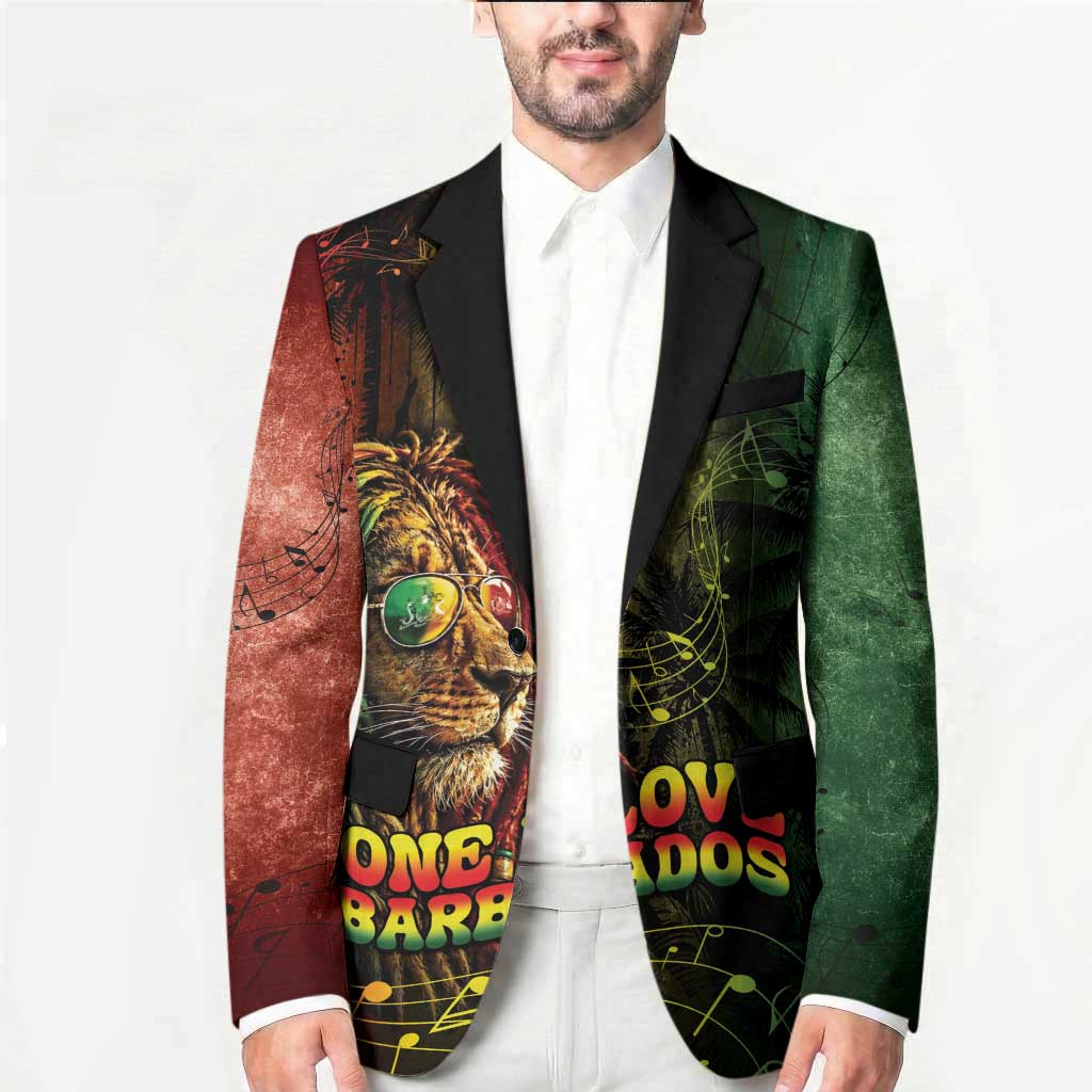 One Love Barbados Blazer Rastafarian Lion Reggae Grunge Style