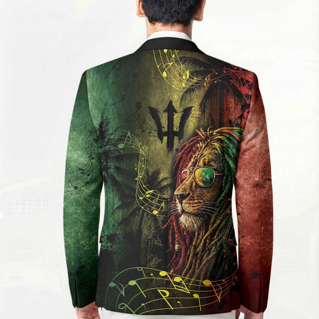 One Love Barbados Blazer Rastafarian Lion Reggae Grunge Style