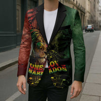 One Love Barbados Blazer Rastafarian Lion Reggae Grunge Style