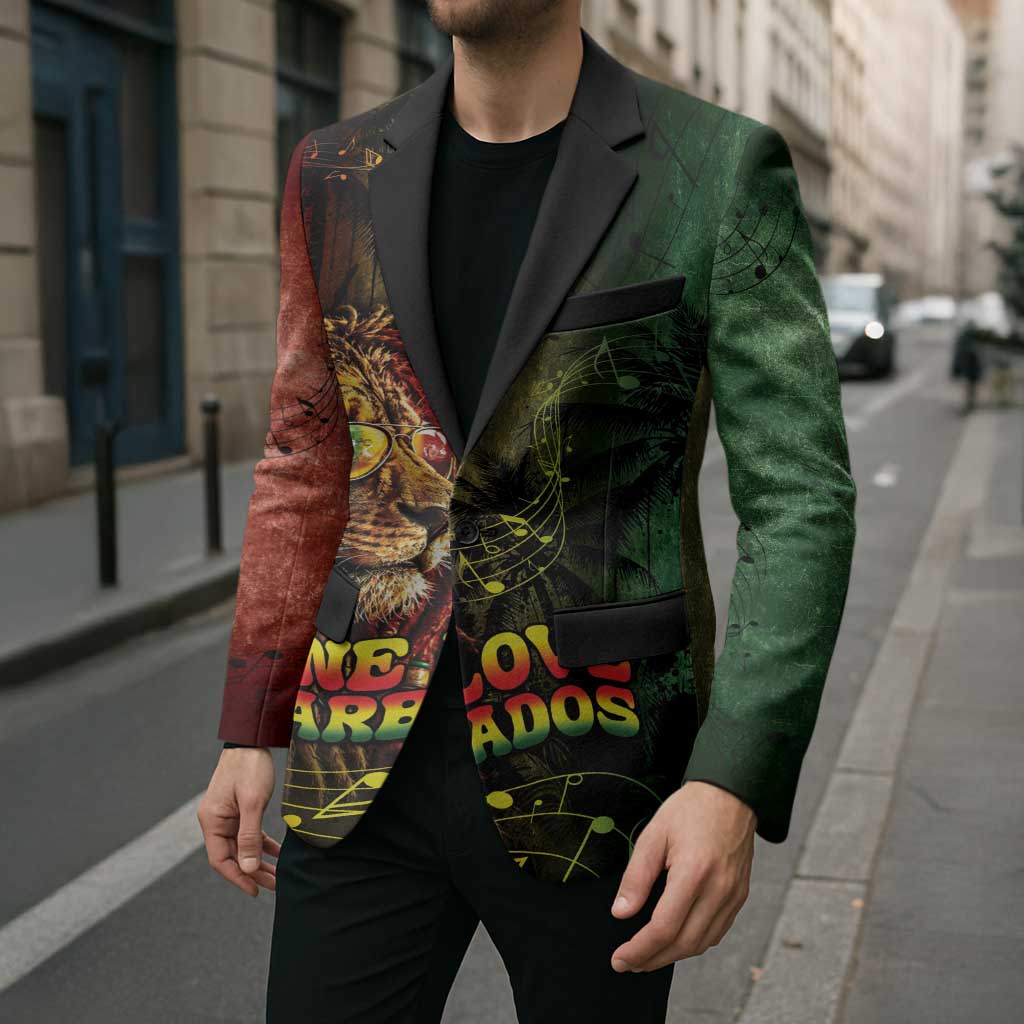 One Love Barbados Blazer Rastafarian Lion Reggae Grunge Style