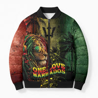 One Love Barbados Bomber Puffer Jacket Rastafarian Lion Reggae Grunge Style
