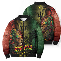 One Love Barbados Bomber Puffer Jacket Rastafarian Lion Reggae Grunge Style