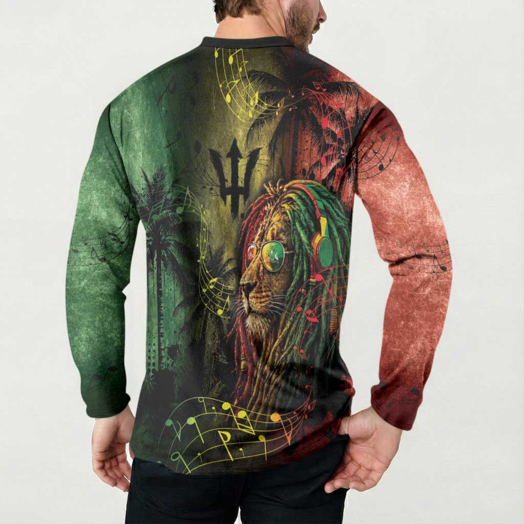 One Love Barbados Button Sweatshirt Rastafarian Lion Reggae Grunge Style