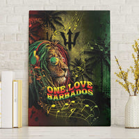 One Love Barbados Canvas Wall Art Rastafarian Lion Reggae Grunge Style