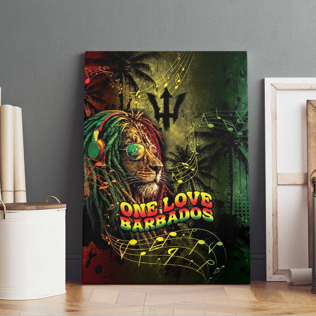 One Love Barbados Canvas Wall Art Rastafarian Lion Reggae Grunge Style
