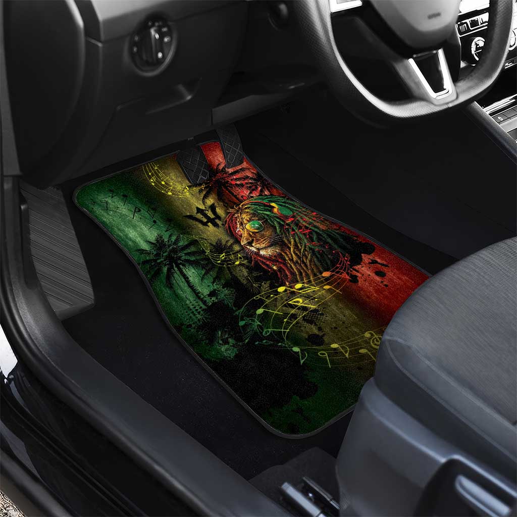 One Love Barbados Car Mats Rastafarian Lion Reggae Grunge Style