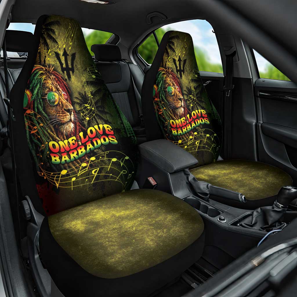 One Love Barbados Car Seat Cover Rastafarian Lion Reggae Grunge Style