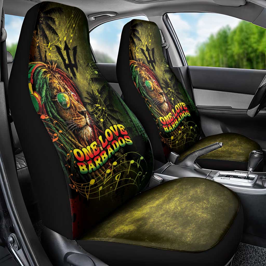 One Love Barbados Car Seat Cover Rastafarian Lion Reggae Grunge Style