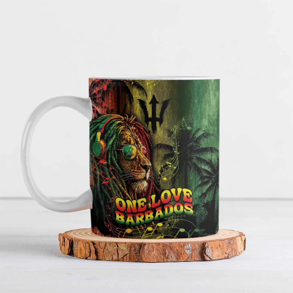 One Love Barbados Ceramic Mug Rastafarian Lion Reggae Grunge Style