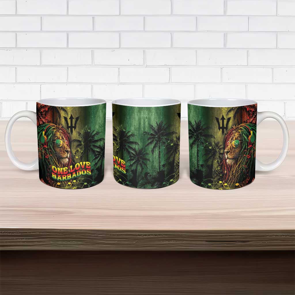 One Love Barbados Ceramic Mug Rastafarian Lion Reggae Grunge Style