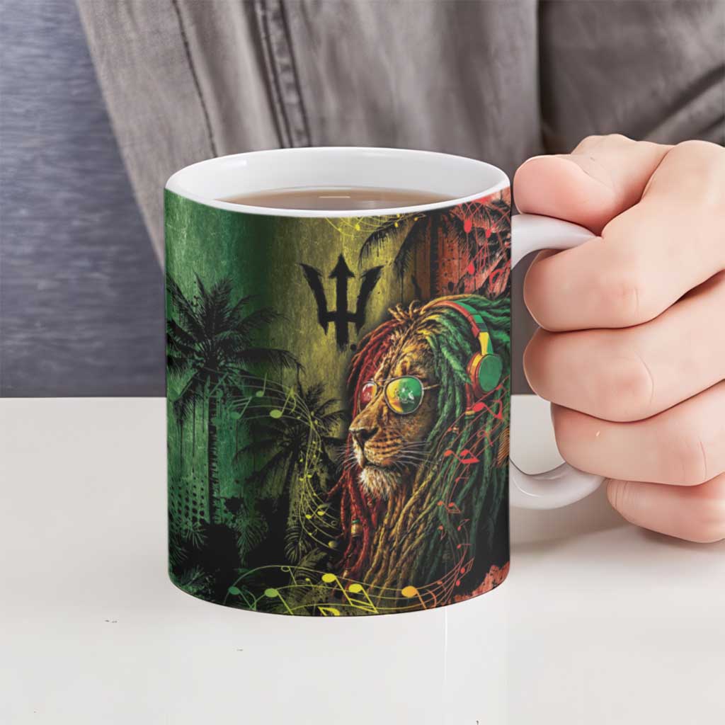 One Love Barbados Ceramic Mug Rastafarian Lion Reggae Grunge Style
