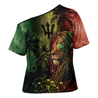 One Love Barbados Cross Shoulder Shirt Rastafarian Lion Reggae Grunge Style