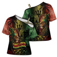 One Love Barbados Cross Shoulder Shirt Rastafarian Lion Reggae Grunge Style
