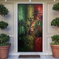 One Love Barbados Door Cover Rastafarian Lion Reggae Grunge Style
