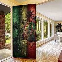 One Love Barbados Door Cover Rastafarian Lion Reggae Grunge Style