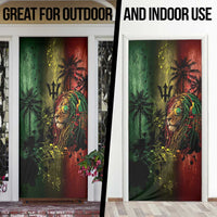 One Love Barbados Door Cover Rastafarian Lion Reggae Grunge Style
