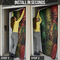 One Love Barbados Door Cover Rastafarian Lion Reggae Grunge Style