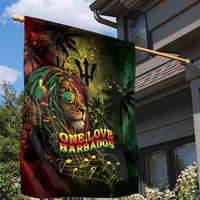 One Love Barbados Garden Flag Rastafarian Lion Reggae Grunge Style