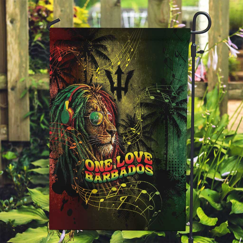 One Love Barbados Garden Flag Rastafarian Lion Reggae Grunge Style