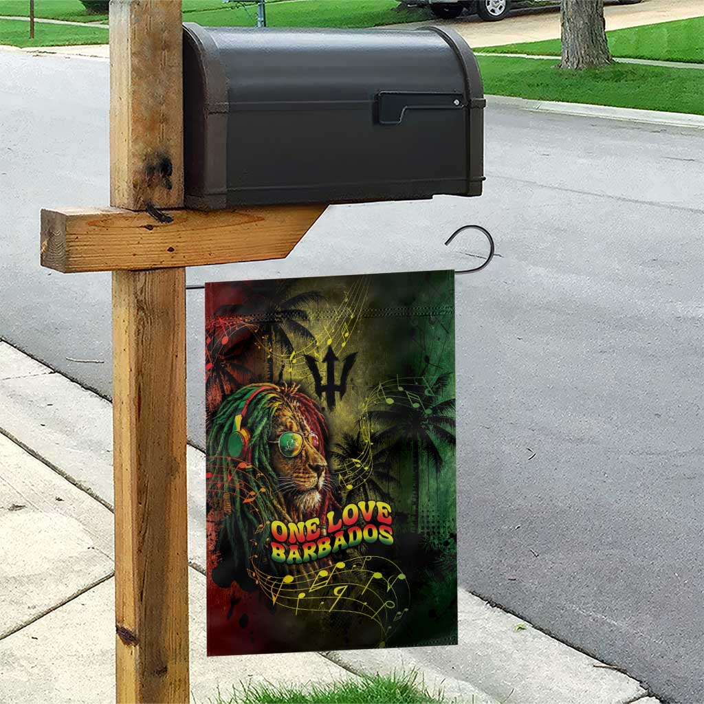 One Love Barbados Garden Flag Rastafarian Lion Reggae Grunge Style