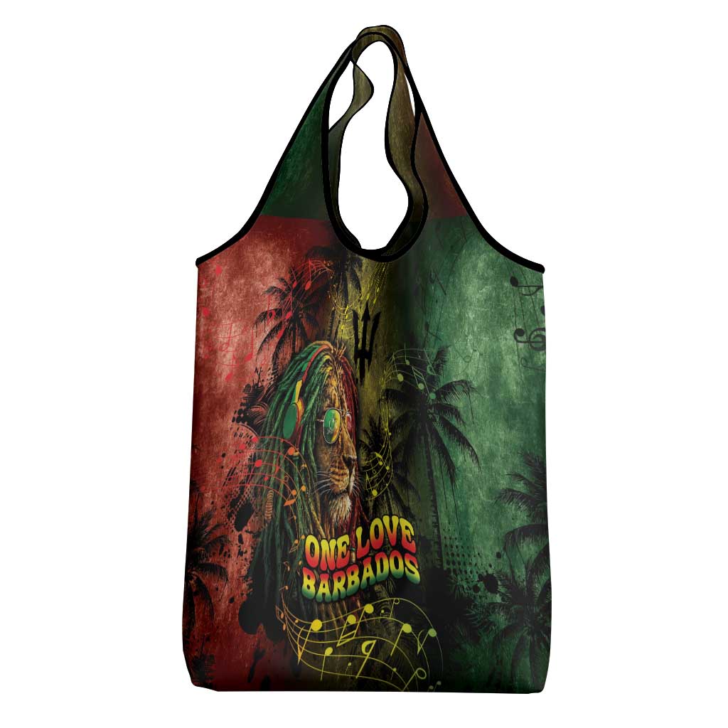 One Love Barbados Grocery Bag Rastafarian Lion Reggae Grunge Style