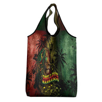 One Love Barbados Grocery Bag Rastafarian Lion Reggae Grunge Style
