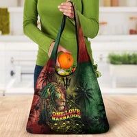 One Love Barbados Grocery Bag Rastafarian Lion Reggae Grunge Style