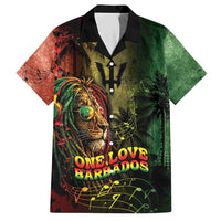 One Love Barbados Hawaiian Shirt Rastafarian Lion Reggae Grunge Style