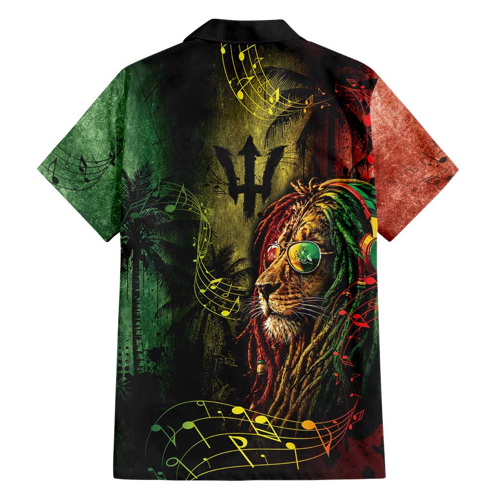 One Love Barbados Hawaiian Shirt Rastafarian Lion Reggae Grunge Style