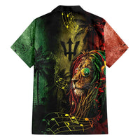 One Love Barbados Hawaiian Shirt Rastafarian Lion Reggae Grunge Style