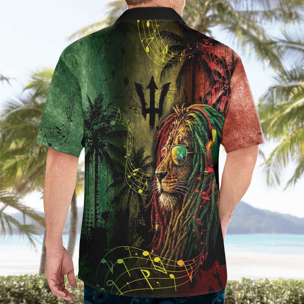 One Love Barbados Hawaiian Shirt Rastafarian Lion Reggae Grunge Style
