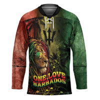 One Love Barbados Hockey Jersey Rastafarian Lion Reggae Grunge Style