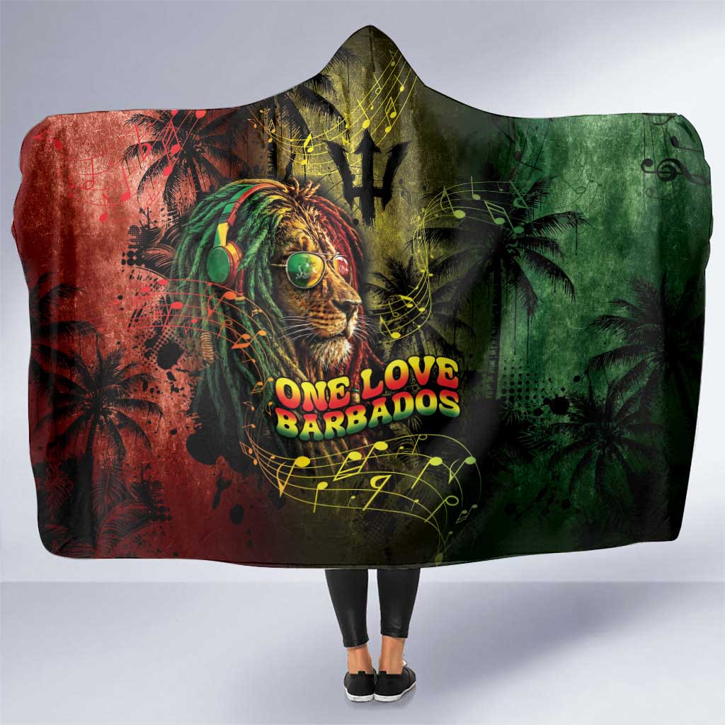 One Love Barbados Hooded Blanket Rastafarian Lion Reggae Grunge Style