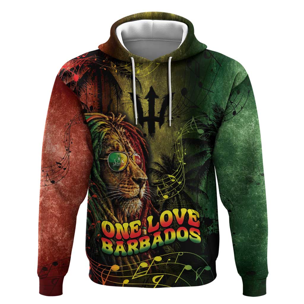 One Love Barbados Hoodie Rastafarian Lion Reggae Grunge Style