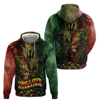 One Love Barbados Hoodie Rastafarian Lion Reggae Grunge Style