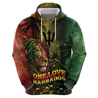 One Love Barbados Hoodie Rastafarian Lion Reggae Grunge Style