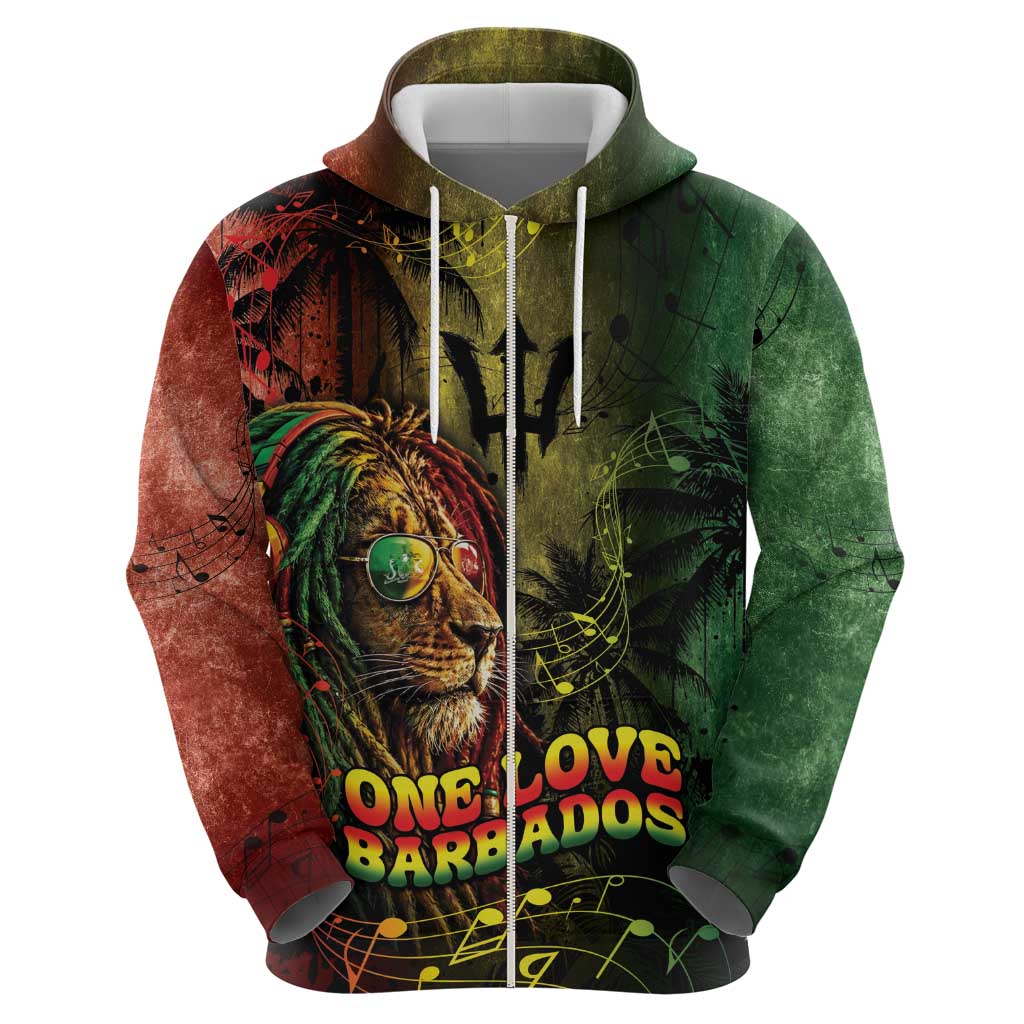 One Love Barbados Hoodie Rastafarian Lion Reggae Grunge Style