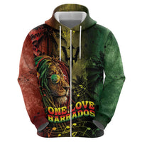 One Love Barbados Hoodie Rastafarian Lion Reggae Grunge Style