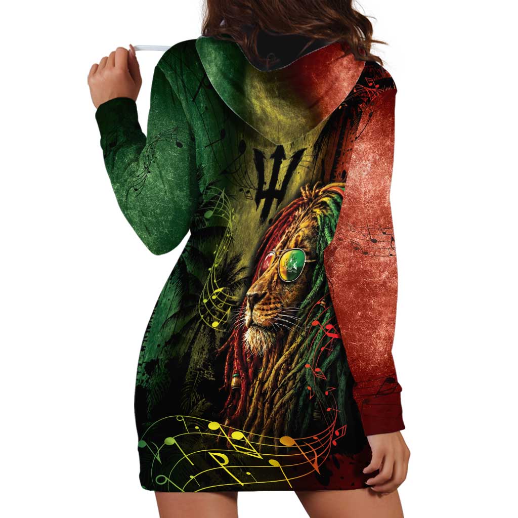 One Love Barbados Hoodie Dress Rastafarian Lion Reggae Grunge Style