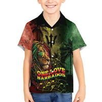 One Love Barbados Kid Hawaiian Shirt Rastafarian Lion Reggae Grunge Style