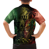 One Love Barbados Kid Hawaiian Shirt Rastafarian Lion Reggae Grunge Style