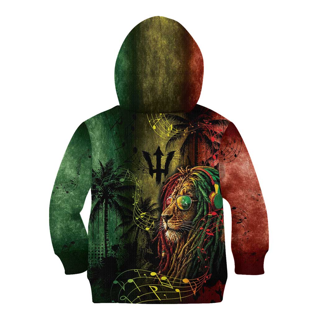 One Love Barbados Kid Hoodie Rastafarian Lion Reggae Grunge Style