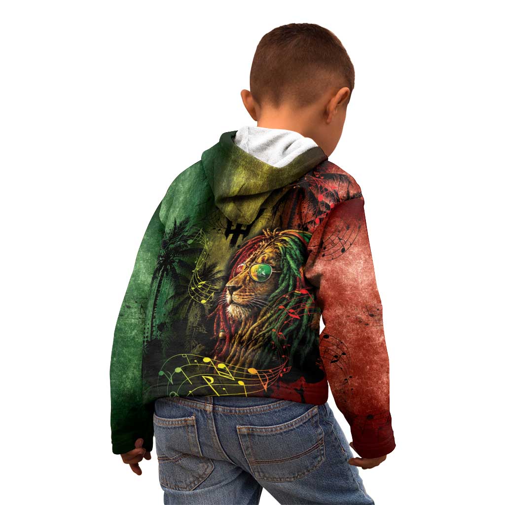 One Love Barbados Kid Hoodie Rastafarian Lion Reggae Grunge Style